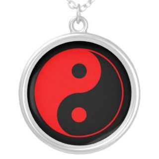 Red & Black Yin Yang Symbol Necklace 