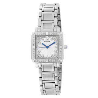 Bulova Womens 96R129 Silver Dial 100 Diamonds Bracelet Watch: Watches