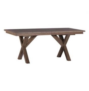 Hurston Solid Reclaimed Oak Dining Trestle Table with Leaf 72 88