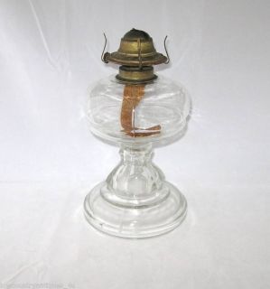 Old Clear Poured Glass Hurricane Table Kerosene Oil Lamp Lantern Eagle
