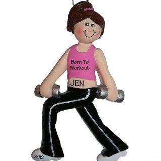 Workout Fitness Christmas Ornament Female Hand Weights