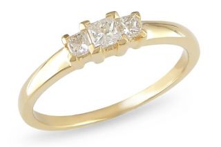14k Yellow Gold Diamond 3 Stone Ring, (.25 cttw G H Color