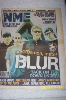  NME UK MUSIC PAPER 1997 FRONT CVR 4 PAGE ARTICLE HUTCHENCE CHEMICAL BR