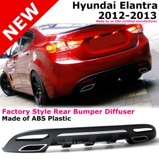 For: Hyundai Elantra Sedan 2012+ UP Rear Bumper Diffuser ABS Unpainted