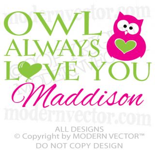 Owl Always Love You Personalized Name Vinyl Wall Decal Sticker Boy