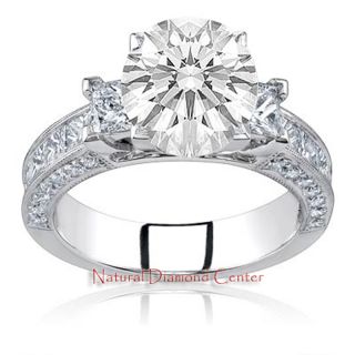 Round Brilliant GIA Diamond 3 Three Stone F VS2 Engagement Anniversary