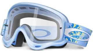 Oakley Moto x MX O Frame Goggle Blue 3D Ornamental Clear New