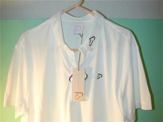 New Ian Poulter Jpdesign White Polo Golf Shirt Scotchgard Sz XL Slim