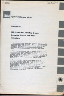 IBM System 360 Operating System Release 21 Supervisor Services & Macro