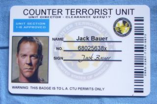 CTU Agent ID Card Badge Costume Jack Bauer 24 Props