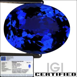 IGI Certified 4 68 Ct AAAA Natural DBlock Tanzanite Oval Cut Deep