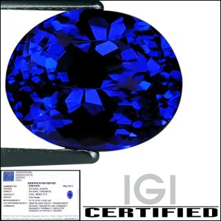 IGI Certified 4 05 ct AAAA Natural DBlock Tanzanite Oval Cut Deep