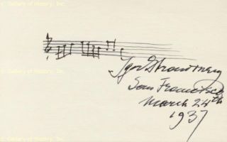 Igor Stravinsky Autograph Music Quote Signed