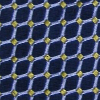 Ike Behar Checker Navy Blue Gold Thick Jacquard Silk Neck Tie Necktie