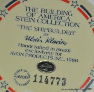 Lot of 3 Beer Steins Lidded Blue DBGM SRM Avon The Shipbuilder 1986