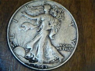 1943 Walking Liberty Half Dollar 50 Cents Nice Coin Fine or Very Fine