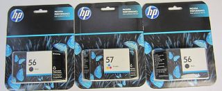 HP Combo Pack 2 56 Blacks 57 Tri Color Office Jet Ink Cartridges