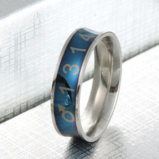 USD $ 3.49   Blue Number Pattern Titanium Steel Couple Ring,