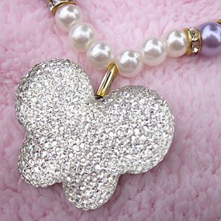 USD $ 5.49   Crystal Butterfly Pearl Necklace for Dogs (S L, Assorted