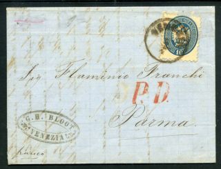 AUSTRIA LOMBARDY VENETIA; 1860s early classic LETTER/COVER 10sld. used