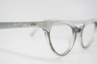  vintage cat eye glasses SIlver grey aluminum retro catseye eyeglasses