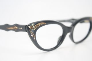 Black Rhinestone Vintage Cat Eye Glasses New Old Stock Vintage Eyewear