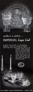 Imperial Glass Cape Cod Crystal Sugar Cream Double Candlestick 1952