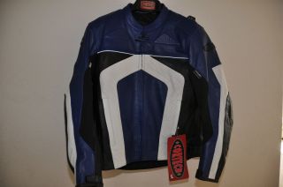 Brand New Blue Cortech Impulse II Leather Motorcycle Jacket Large