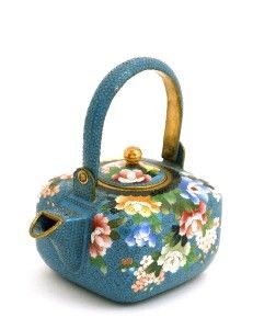  Turquoise Cloisonne Milleflure Teapot Tea Wine Pot Signed Inaba