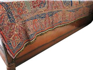 ,Maroon, Ivory Reversible Warm Jamavar Wool Indian Bedding Bedspread