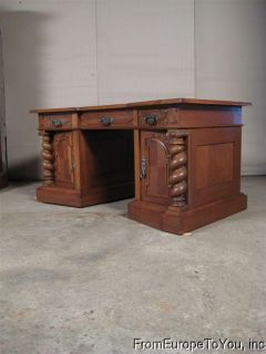 Original Oak Carved Heavy Antique German Desk 08BL032B