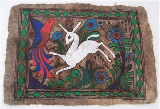  Latino Hummingbird Rabbit Amate Bark Indian Folk Art Painting