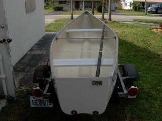INDIAN RIVER CANOE SQUARE STERN TUNNEL HULL WITH TRAILER, PUSH POLE