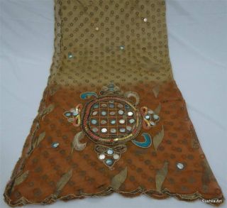  Embroidered Vintage Dupatta Indian Long Stole Scarf Chiffon Fabric