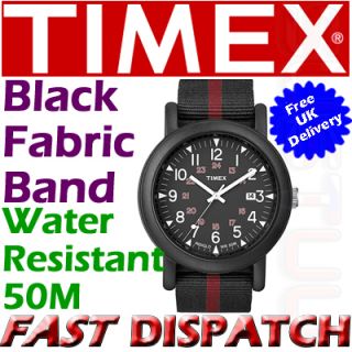 Timex Indiglo Gents Camper Series Black Face Watch with Fabric Strap