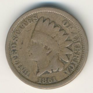 1861 Indian Head Penny Nice Circulated Coin
