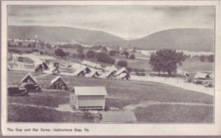Indiantown Gap Army Camp 1940s Panoramic View Tents Cars Penn PA