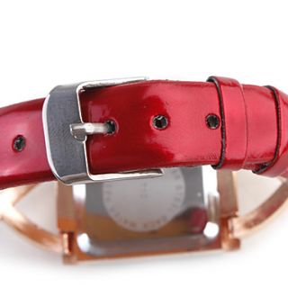 EUR € 6.43   red pu Lederband Frauen Quarz Armbanduhr mit Kristall