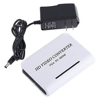 USD $ 47.99   VGA to HDMI HD 1080 Video Converter Box (White),