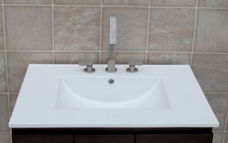  Wood Bathroom Vanity Cabinet Ceramic Top W/ Integrated Sink Faucet M30