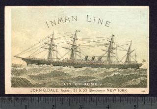 1881 New York SHIP Card Inman Line Steamer City of Rome
