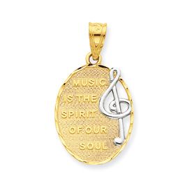 New 14k Two Tone Gold Inspirational Music Pendant
