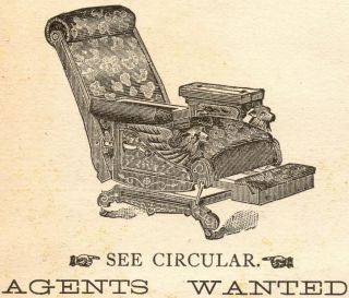 1800s Reclining Invalid Chair Old Victorian Adv Card