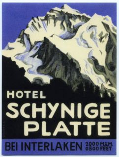 Luggage Label Swiss Interlaken Hotel Schynige Platte