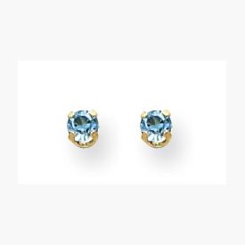 Inverness Piercing 18K Gold 3mm March Aqua Crystal Earrings