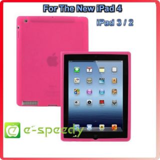 The New iPad 4 iPad 3 2 TPU Gel Silicone Back Cover Case Hot Pink