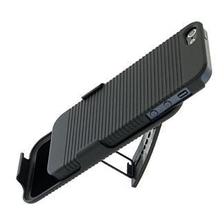 iPhone 5 Black Hard Case Belt Clip Holster w Kickstand Verizon Sprint