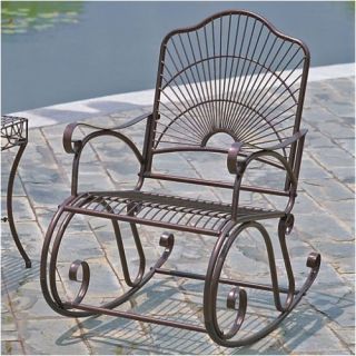 International Caravan Iron Patio Sun Ray Bronze Rocking Chair 3482