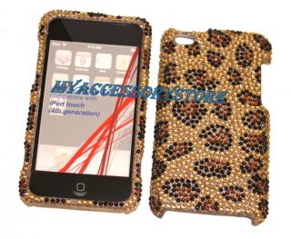  iPod Touch 4 4th GEN Leopard Cheetah Rhinestones Crystal Bling Case
