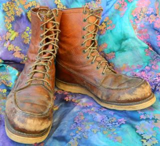 Vintage Red Wing Irish Setter Crepe Sole Moc Toe Mens Hunting Boots 10